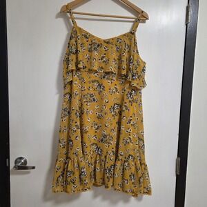 Torrid Womens Cold Shoulder Floral Print‎ Summer Dress  Mustard Yellow Size 1 US